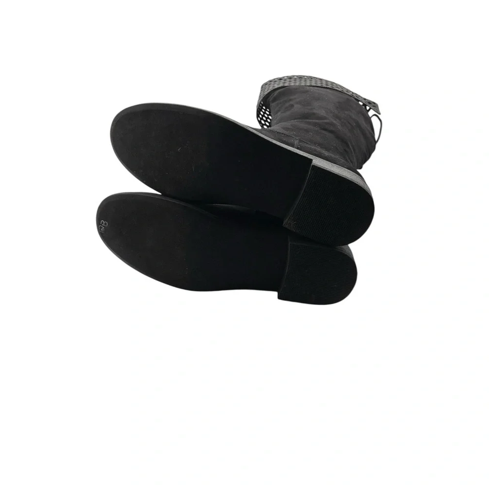 Alaia Black Over the Knee Boots with Lattice Cuff